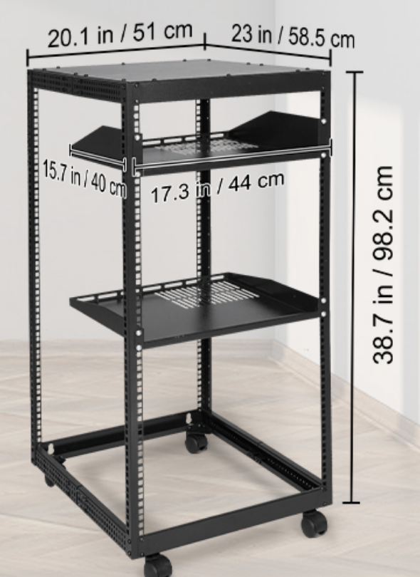VEVOR 20U 4 Post Open Frame Server Rack Boîtier réseau 23'' - 40'' Réglable