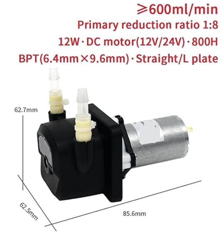 Pompe péristaltique KPHM600 12V 24V 600 Pompe péristaltique KPHM600 12V 24V 600 ml/min DC/BLDC moteur pompe auto-amorçante pompe doseuse économique à haut débit avec BPT -Remplissage efficace(Brush-SV(24V),B17 L)